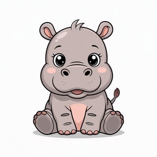 Cute Animated Baby Hippo Nursery Art