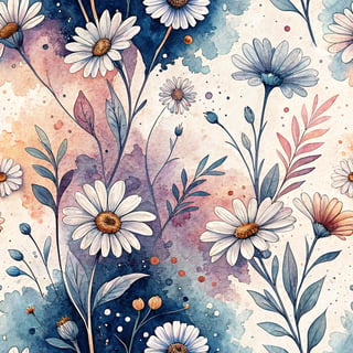 Dreamy Abstract Watercolor Daisies