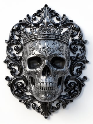 Ornate Metallic Skull with Baroque Patterns