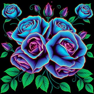 Realistic Tea Roses Illustration for Apparel
