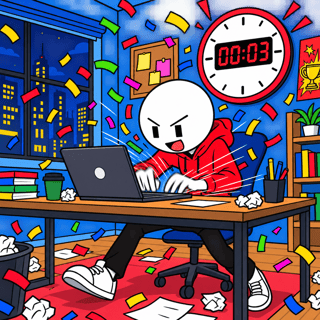 Flat 2D Vertical Cartoon Typing Rush