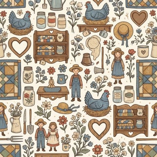 Cozy Folk Americana Wallpaper