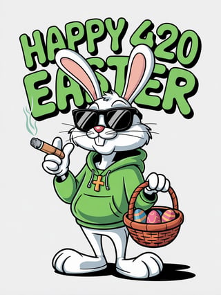 Stylized Bunny with Easter and 420 Theme