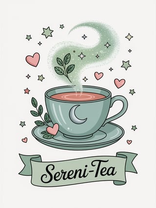 Kawaii Mint Teacup Illustration