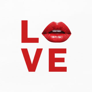 Minimalist LOVE Art with Red Lips
