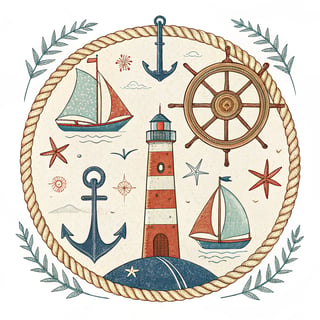 Vintage Nautical Nursery Art Print