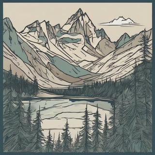 Hand-Drawn Glacier National Park Sketch