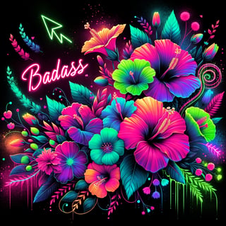 Neon Floral Explosion Digital Art