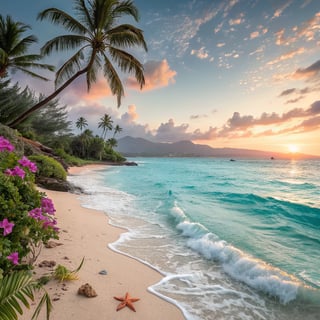 Elegant Tropical Beach Scene in Circle