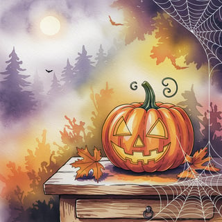 Vintage Halloween Watercolor Art