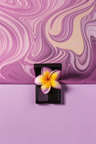 Pink Plumeria Flower on Pastel Swirls