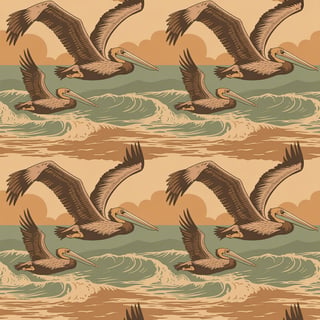 1970s Retro Pelican Stripe Pattern