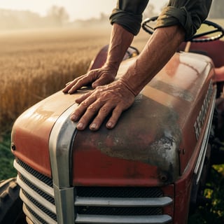 Old Tractor with Multigenerational Hands