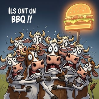 Funny Cartoon Cows in Fear