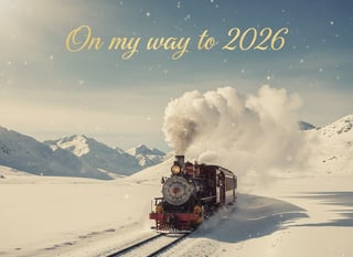 Vintage Steam Train in Snowy Mountains