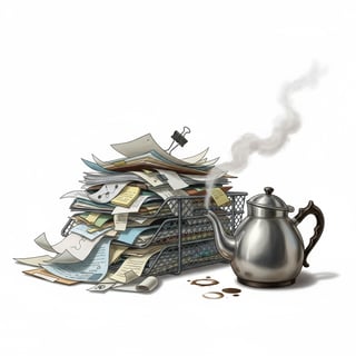 Overflowing Office Inbox Illustration