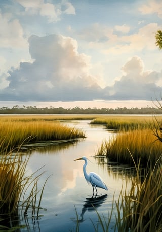 Serene Everglades Watercolor Painting