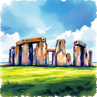 Stonehenge Ink and Watercolor Poster