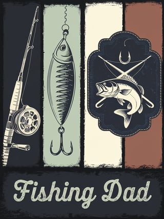 Vintage Fishing Vector Art Collage