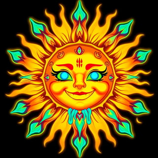 Symmetrical Fantasy Yellow Sun Illustration
