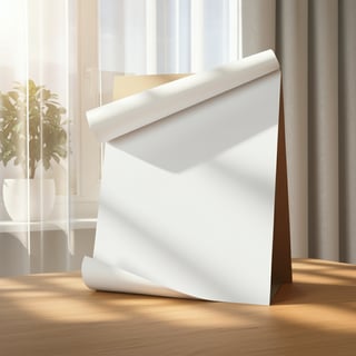 Blank White Matte Poster on Wooden Table