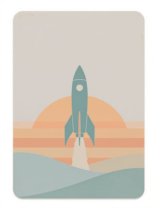 Minimal Retro Rocket Launch Art