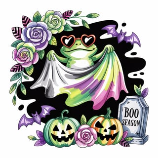 Cute Frog with Halloween Elements
