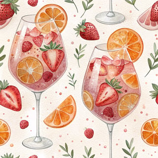 Watercolor Cocktail Pattern