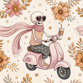 Whimsical Halloween Skeleton Pattern
