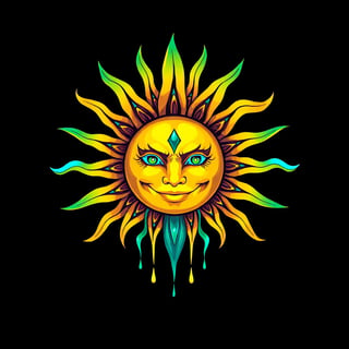 Symmetrical Fantasy Yellow Sun Illustration