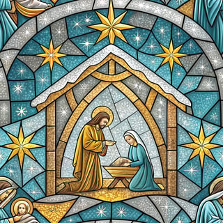 Christmas Stained Glass Nativity Scene