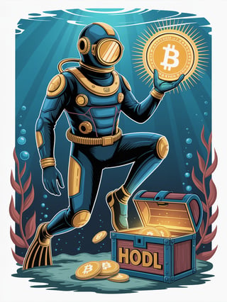 Futuristic Diver with Glowing Bitcoin