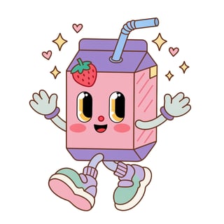 Kawaii Strawberry Milk Sticker