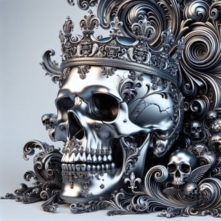 Ornate Metallic Skull with Baroque Patterns