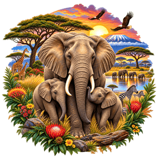 Centered Elephant Landscape
