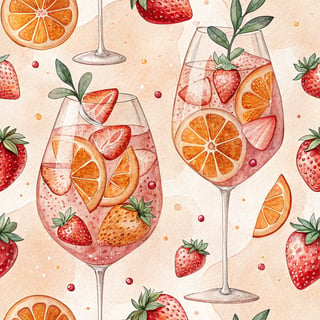 Watercolor Cocktail Pattern
