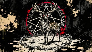 Gothic Horned Demon-Stag Illustration
