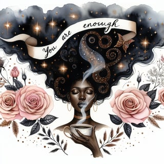 Whimsical Watercolor Woman Portrait