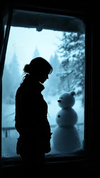 Mysterious Figure in Frosted Window