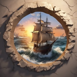 3D Cartoon Sailing Ship Artwork