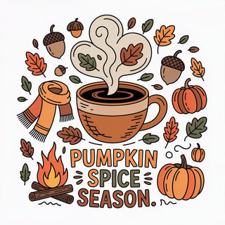 Fall Doodle Illustration with Coffee