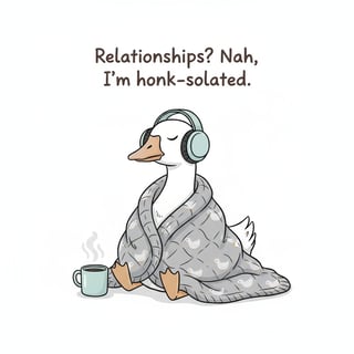Funny Introverted Goose Illustration
