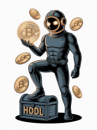 Futuristic Diver with Glowing Bitcoin