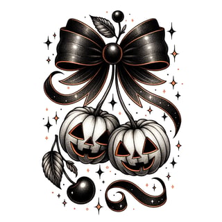 Jack-o’-Lantern Cherry Halloween Illustration