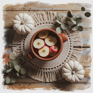 Cozy Watercolor Cider Scene