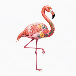 Whimsical Pink Flamingo Watercolor