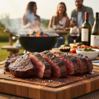 Picanha suculenta com reação de Maillard