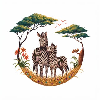 Elegant Central Zebras in Vibrant Scene