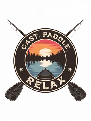 Sunset Fishing Badge Design