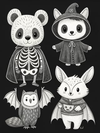 Baby Woodland Animals in Halloween Costumes